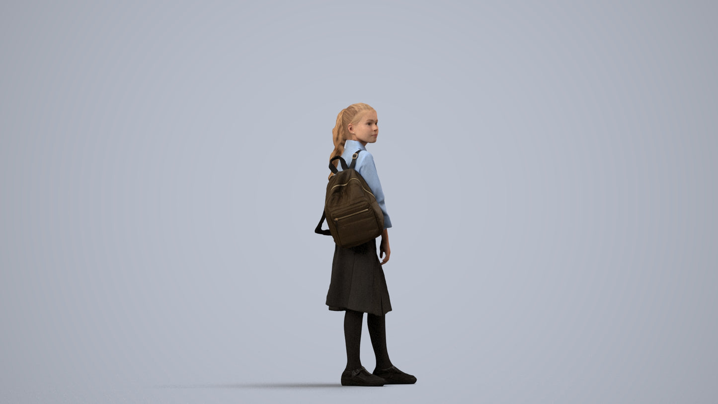 3D scanned woman kids, photorealistic archviz people for Enscape and SketchUp, side view render