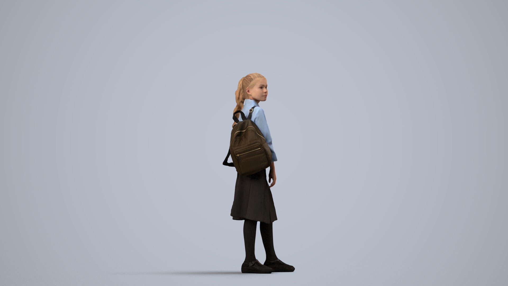 3D scanned woman kids, photorealistic archviz people for Enscape and SketchUp, side view render