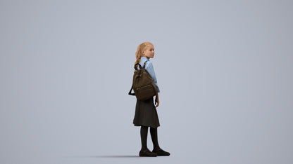3D scanned woman kids, photorealistic archviz people for Enscape and SketchUp, side view render