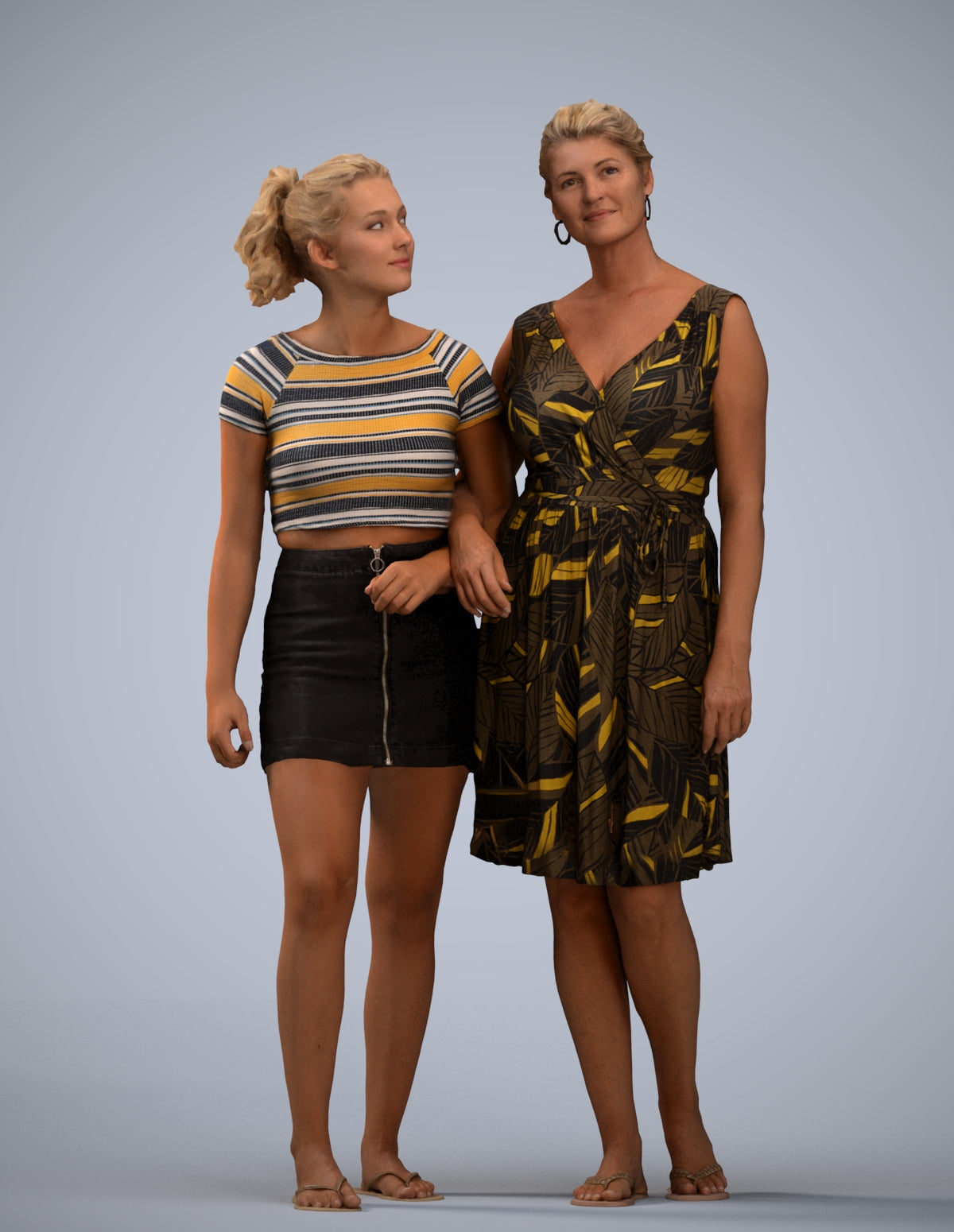 3D people model woman casual couple, scanned human for 3ds Max rendering