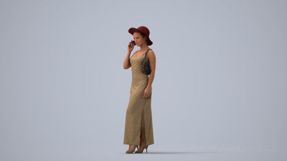 realistic 3D human woman casual walking, archviz people FBX OBJ for Blender, three-quarter view render