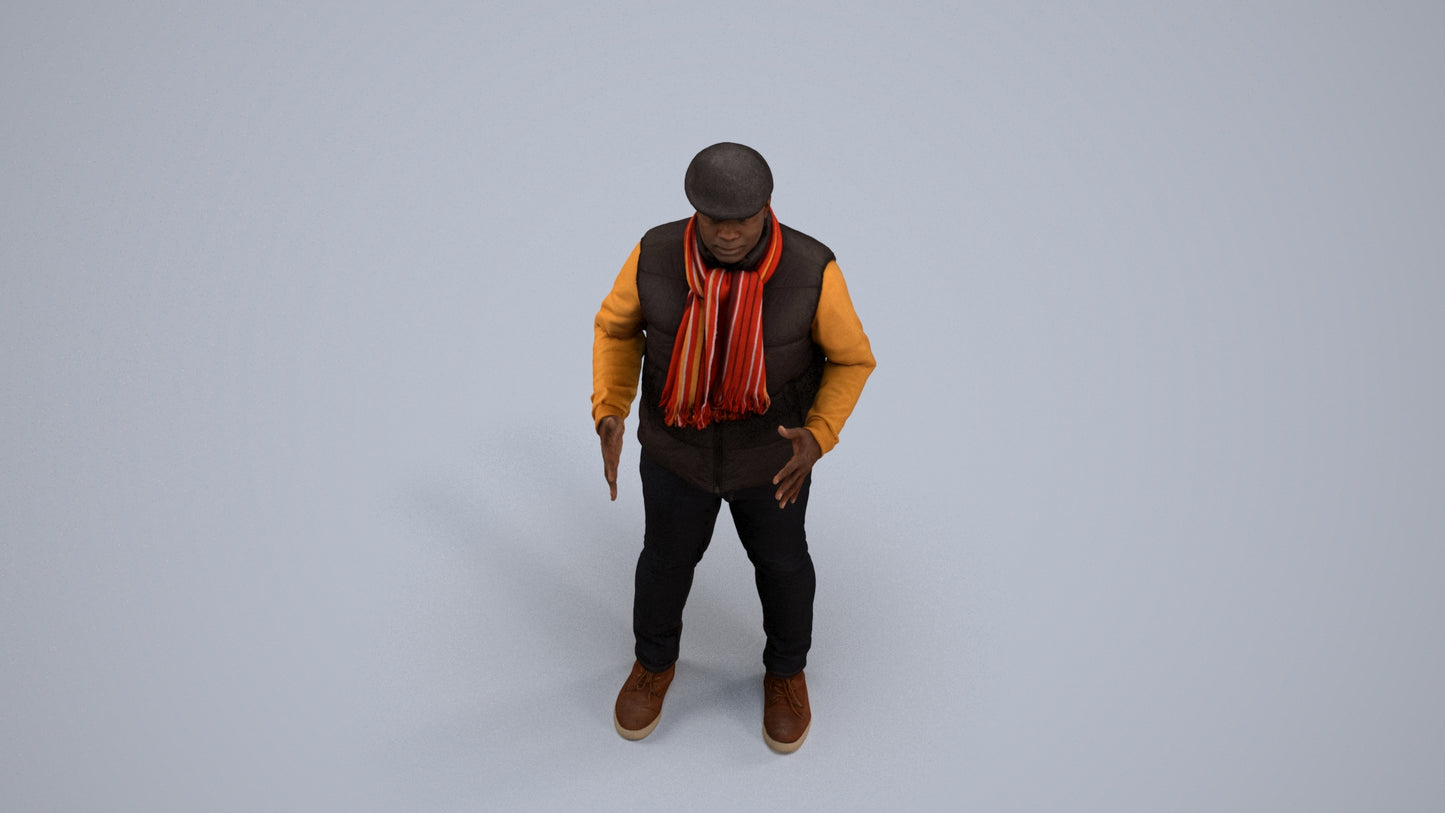 realistic 3D man casual standing, scanned archviz people for Blender and 3ds Max, back view render