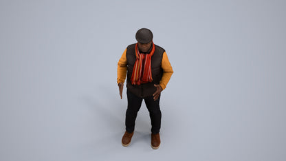 realistic 3D man casual standing, scanned archviz people for Blender and 3ds Max, back view render