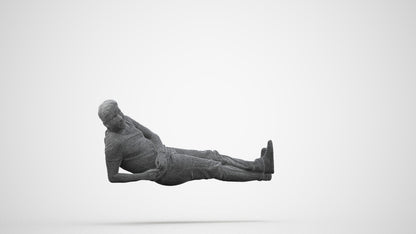 3D people model man casual sitting, scanned human for 3ds Max rendering, wireframe side view