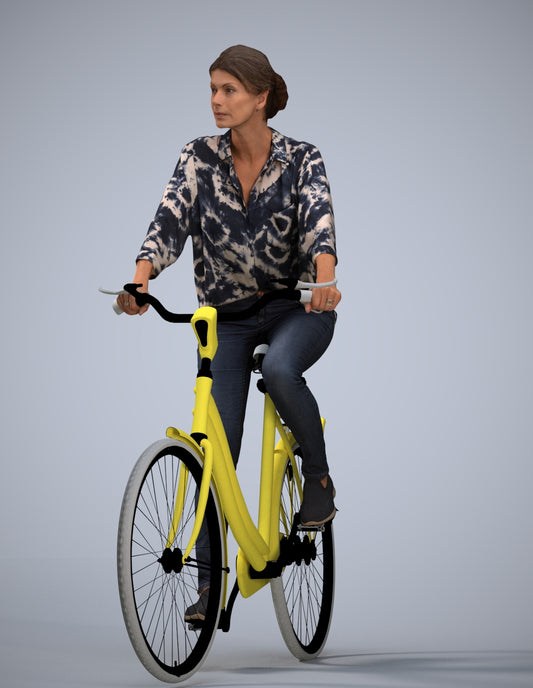 photogrammetry 3D woman casual cycling, realistic human model archviz FBX