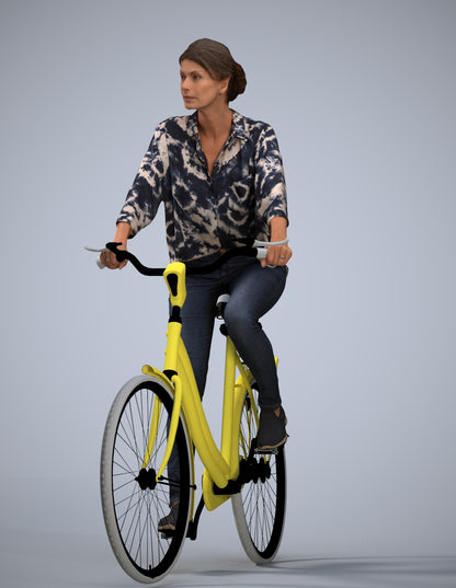 photogrammetry 3D woman casual cycling, realistic human model archviz FBX