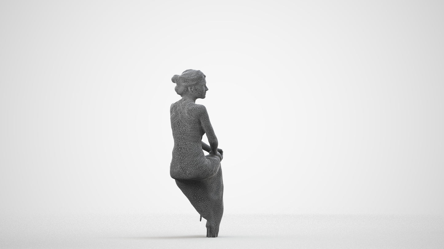 realistic 3D woman formal formalaffairs, scanned archviz people for Blender and 3ds Max, wireframe side view