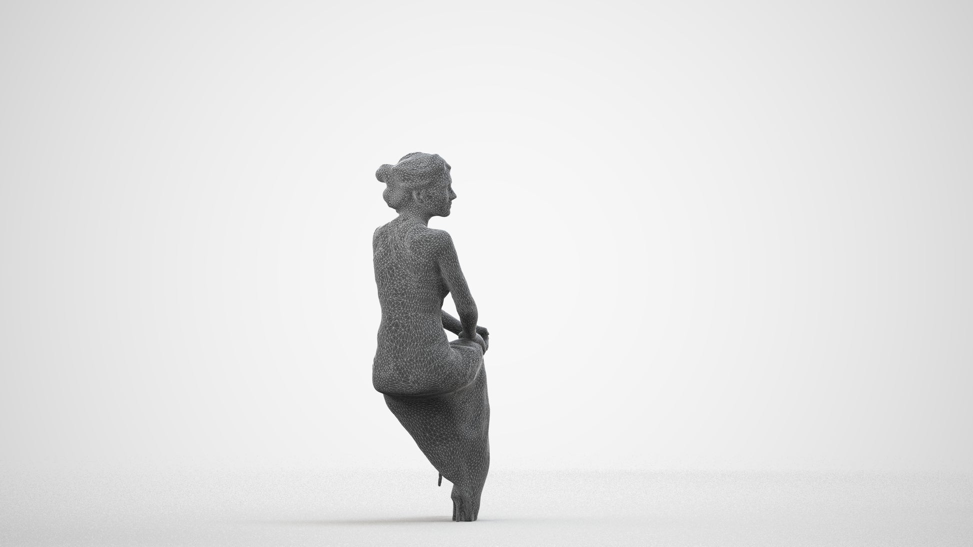 realistic 3D woman formal formalaffairs, scanned archviz people for Blender and 3ds Max, wireframe side view