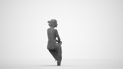 realistic 3D woman formal formalaffairs, scanned archviz people for Blender and 3ds Max, wireframe side view