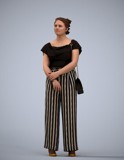 3D people model woman casual standing, scanned human for 3ds Max rendering