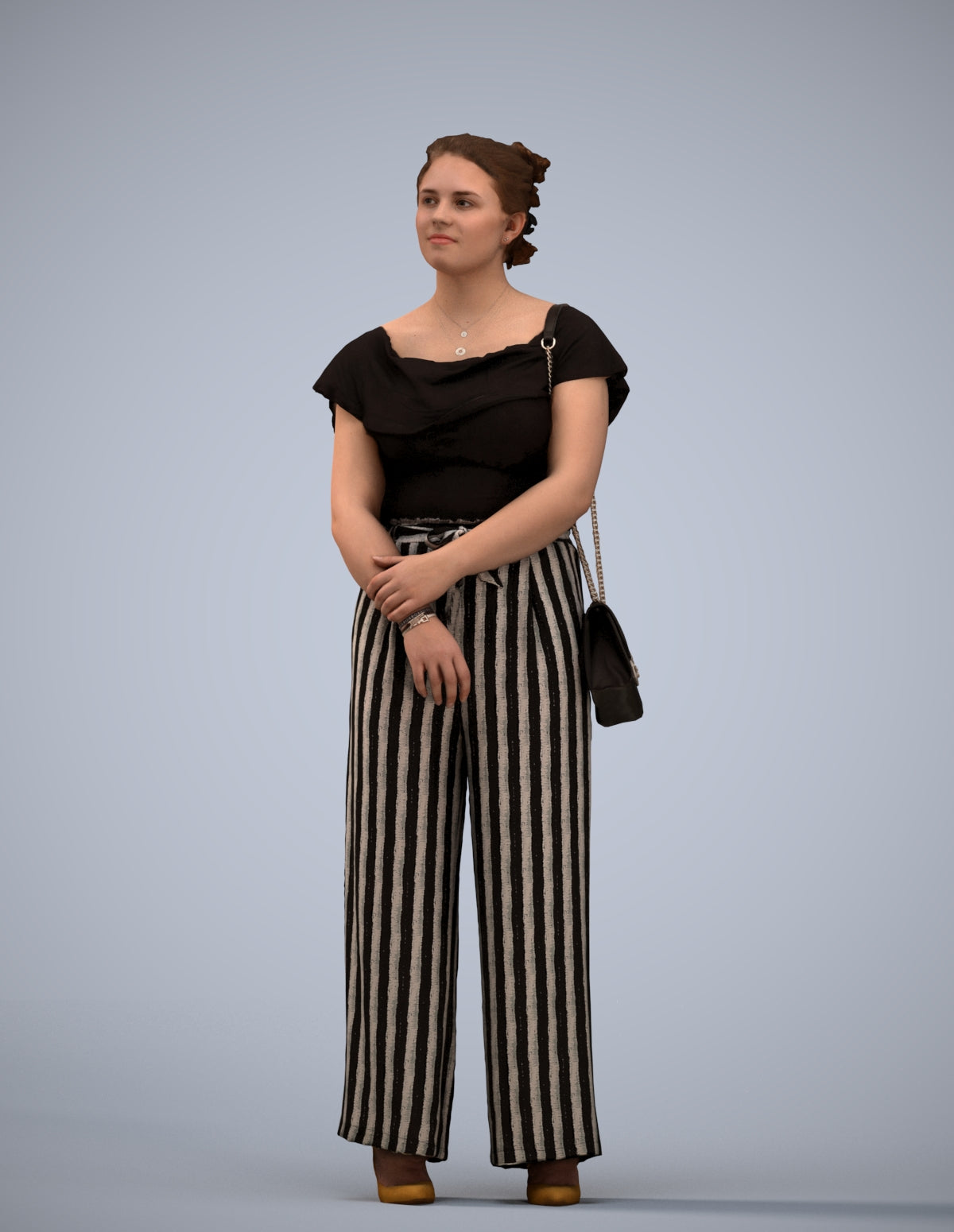 3D people model woman casual standing, scanned human for 3ds Max rendering