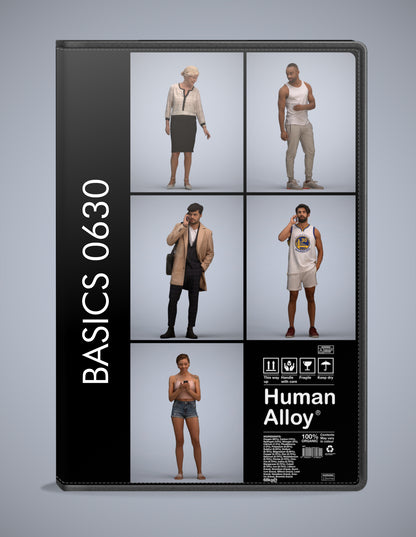 photogrammetry 3D people standing collection, 5 realistic human models archviz FBX