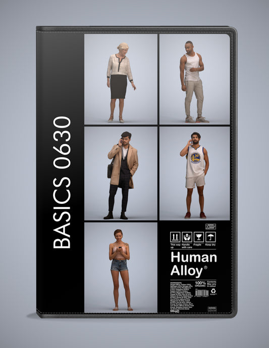 photogrammetry 3D people standing collection, 5 realistic human models archviz FBX