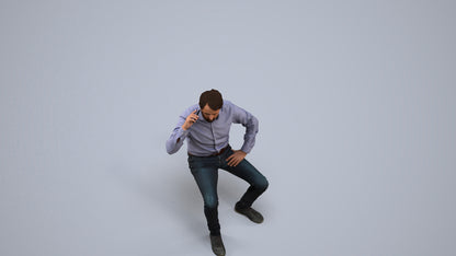 realistic 3D man business sitting, scanned archviz people for Blender and 3ds Max, back view render