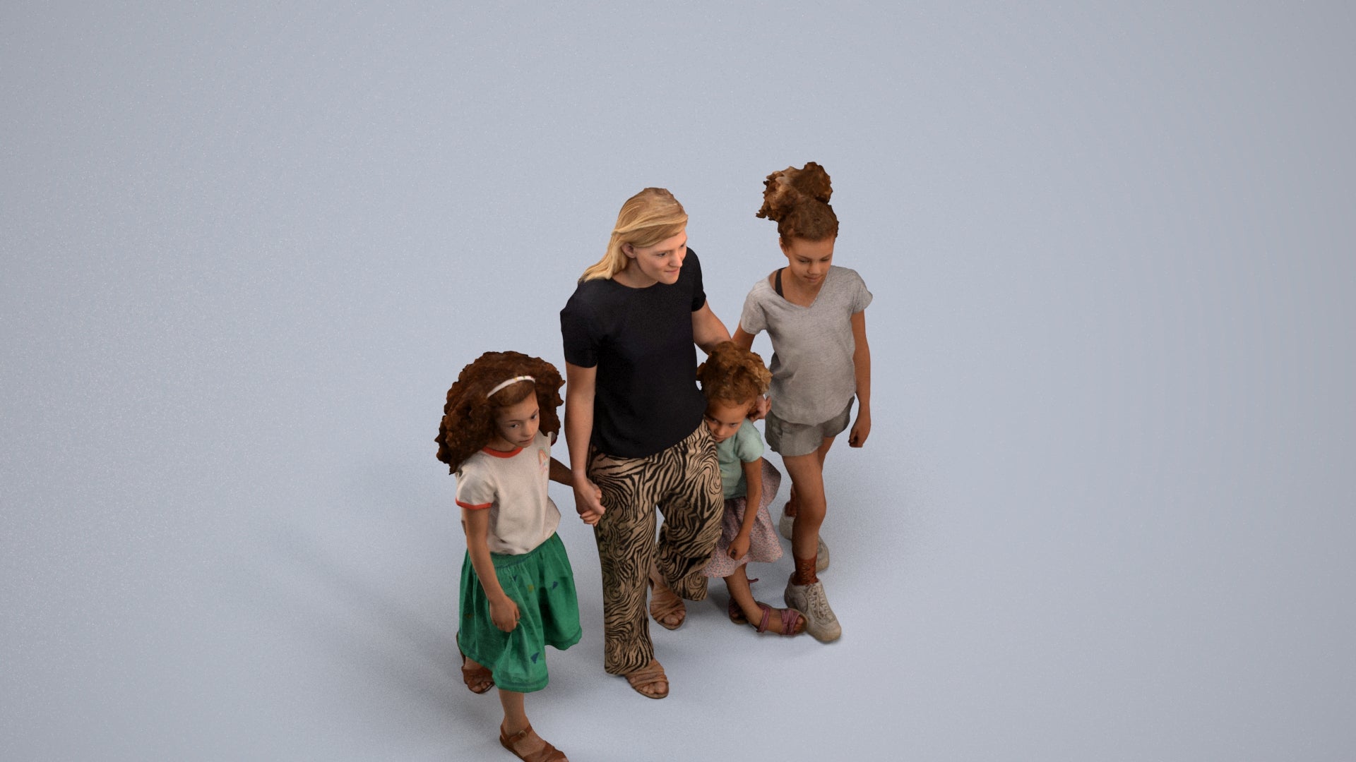 3D scanned girl kids casual, photorealistic archviz people for Enscape and SketchUp, back view render