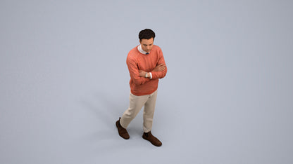 3D people model man casual walking, scanned human for 3ds Max rendering, back view render