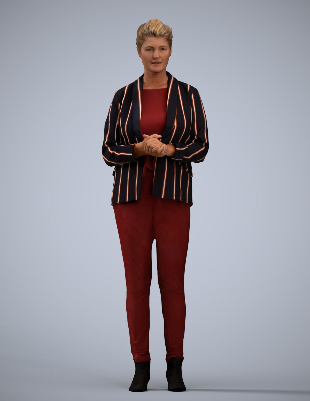 realistic 3D human woman business standing, archviz people FBX OBJ for Blender