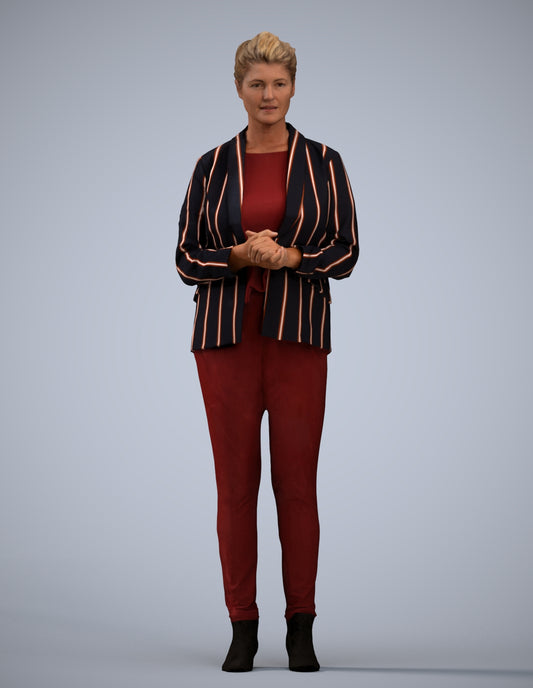 realistic 3D human woman business standing, archviz people FBX OBJ for Blender