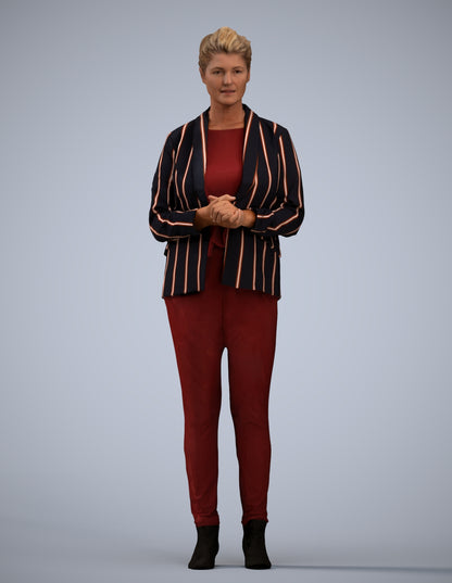 realistic 3D human woman business standing, archviz people FBX OBJ for Blender