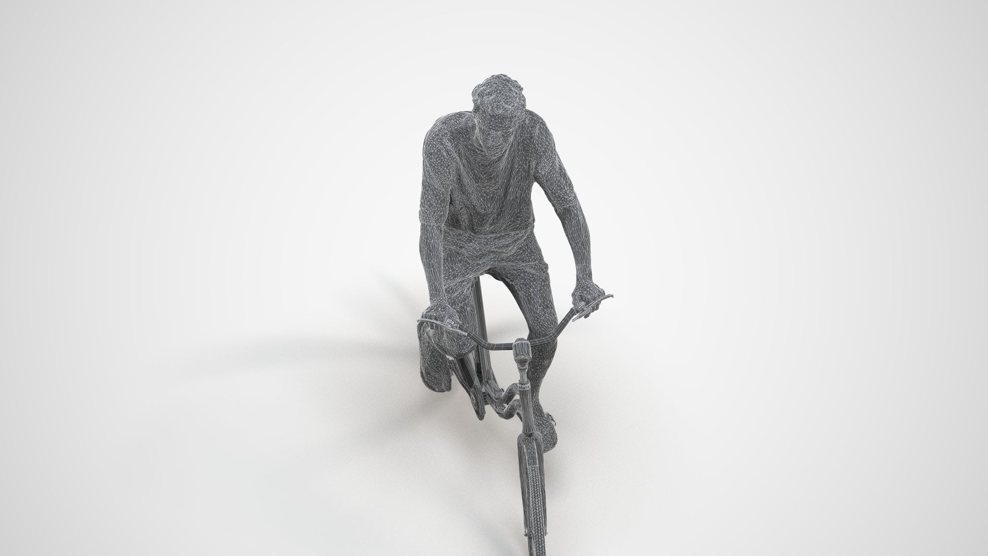3D people model woman casual cycling, scanned human for 3ds Max rendering, wireframe three-quarter view