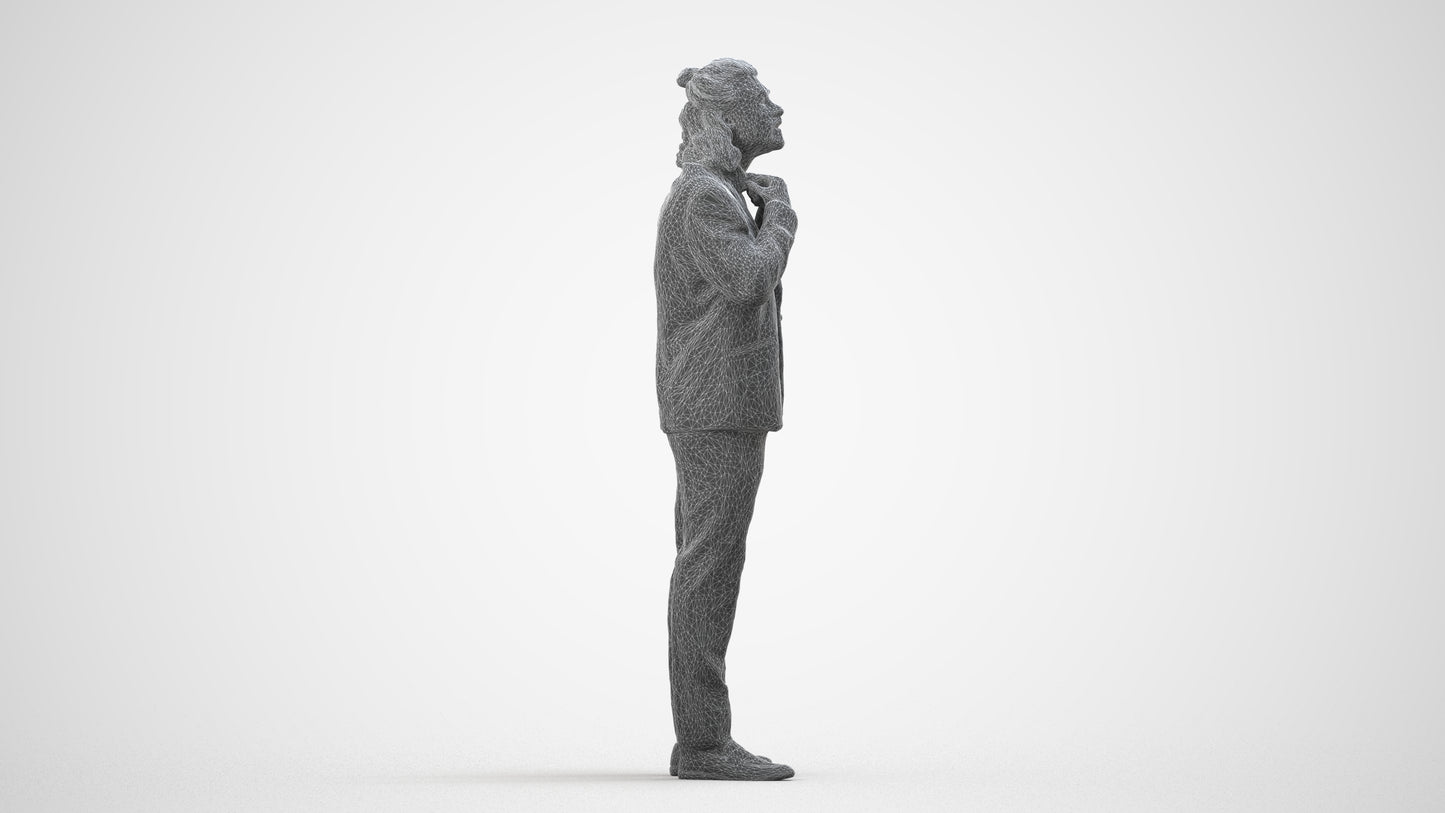 3D human model man formal cycling, photogrammetry scanned person for archviz, wireframe side view