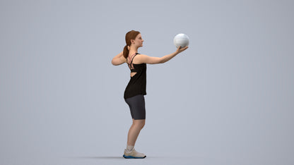 photogrammetry 3D girl sport, realistic human model archviz FBX, side view render