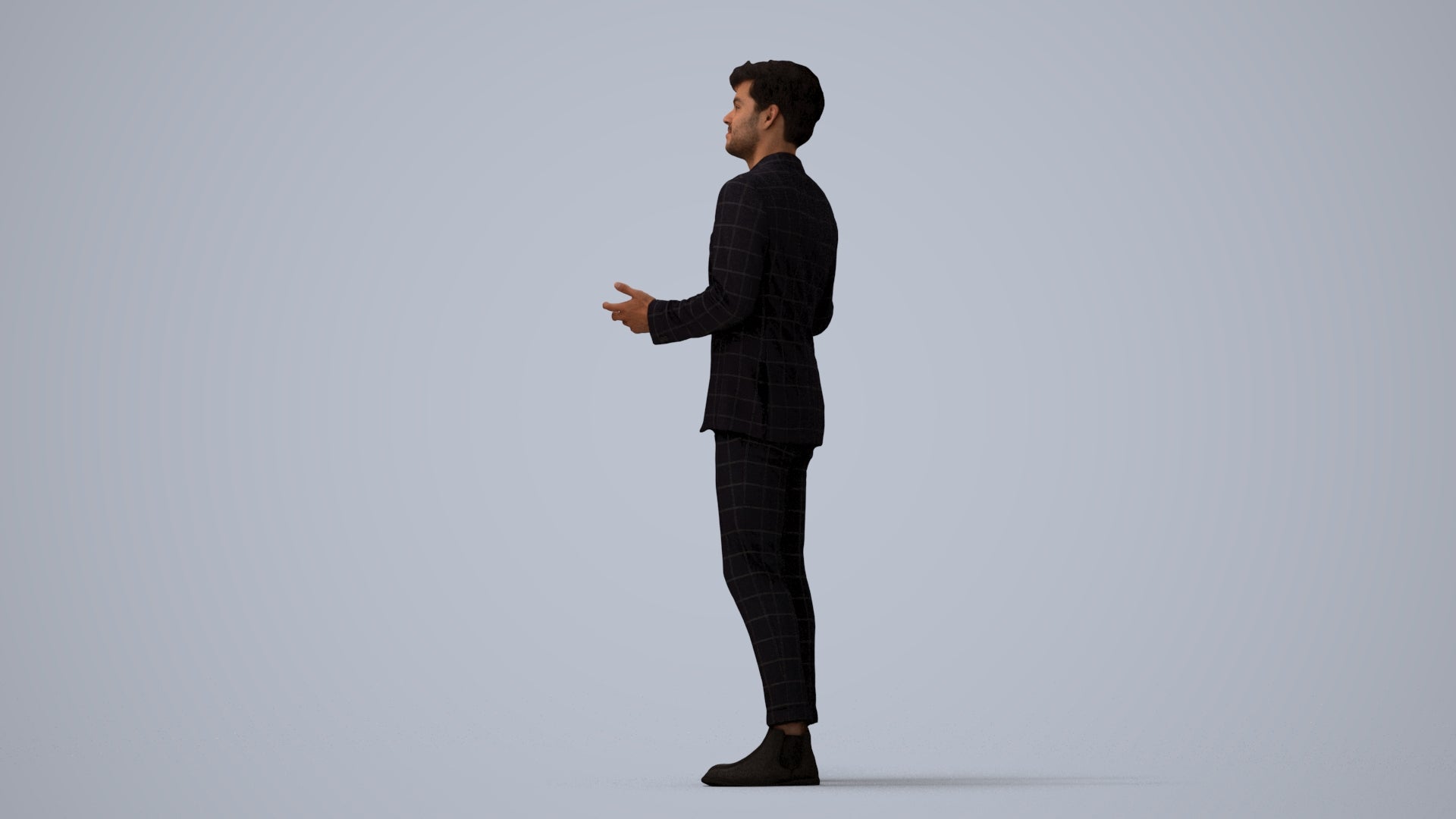 3D scanned man business, photorealistic archviz people for Enscape and SketchUp, three-quarter view render