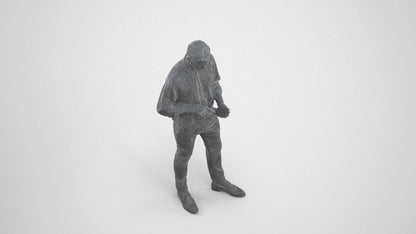 3D people model man casual standing, scanned human for 3ds Max rendering, wireframe three-quarter view