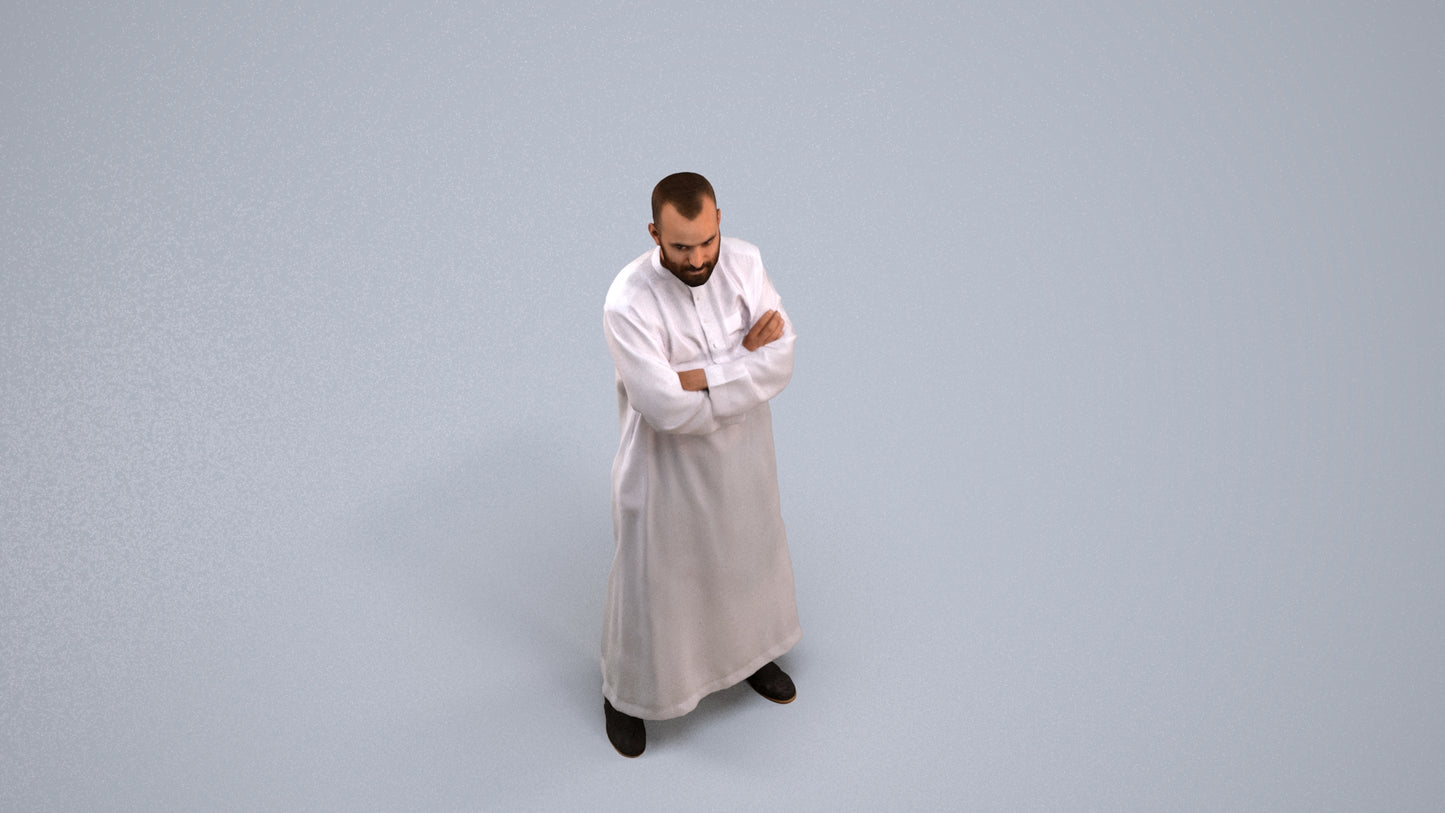 realistic 3D human man standing, archviz people FBX OBJ for Blender, back view render