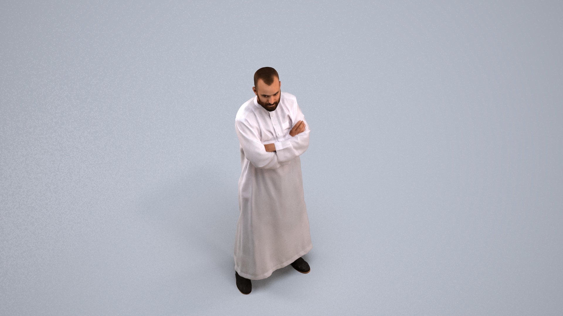 realistic 3D human man standing, archviz people FBX OBJ for Blender, back view render