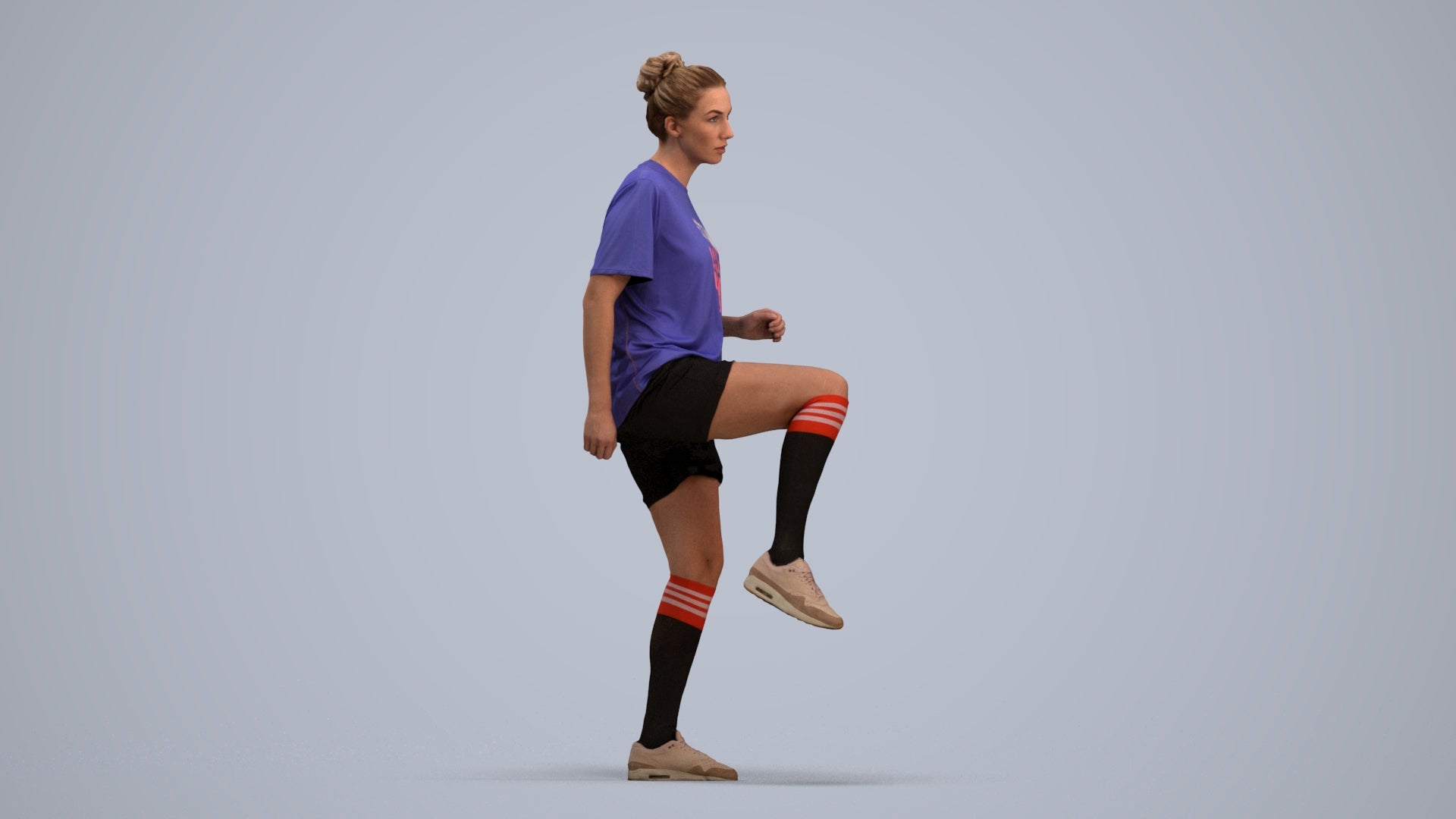 realistic 3D woman sport, scanned archviz people for Blender and 3ds Max, standing pose render