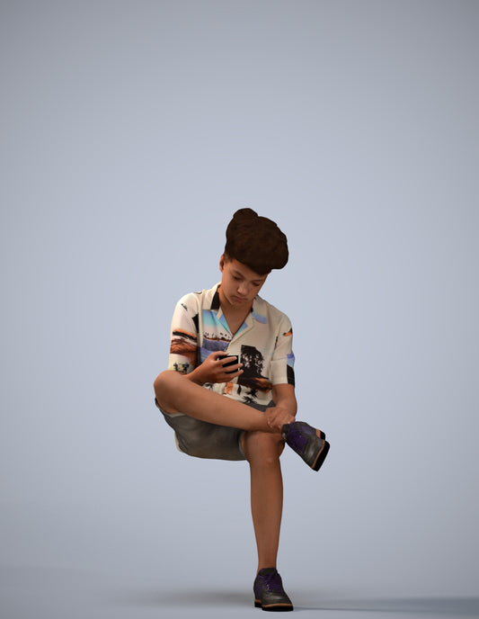 realistic 3D human boy casual kids, archviz people FBX OBJ for Blender