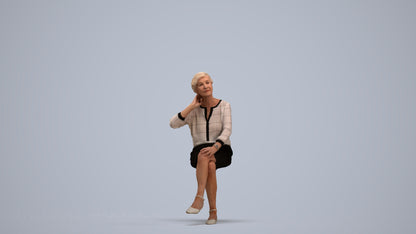3D scanned senior woman formal casual, photorealistic archviz people for Enscape and SketchUp, standing pose render
