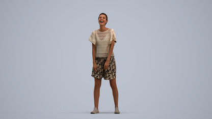 3D scanned woman standing casual, photorealistic archviz people for Enscape and SketchUp, standing pose render