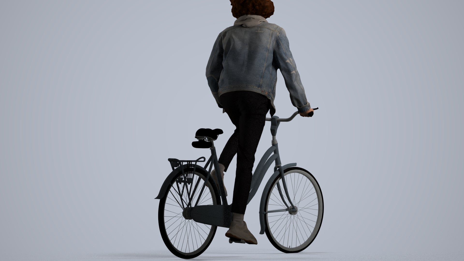 realistic 3D human man casual cycling, archviz people FBX OBJ for Blender, front view render