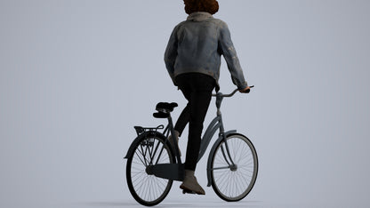 realistic 3D human man casual cycling, archviz people FBX OBJ for Blender, front view render