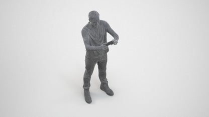 3D scanned man standing casual, photorealistic archviz people for Enscape and SketchUp, wireframe three-quarter view