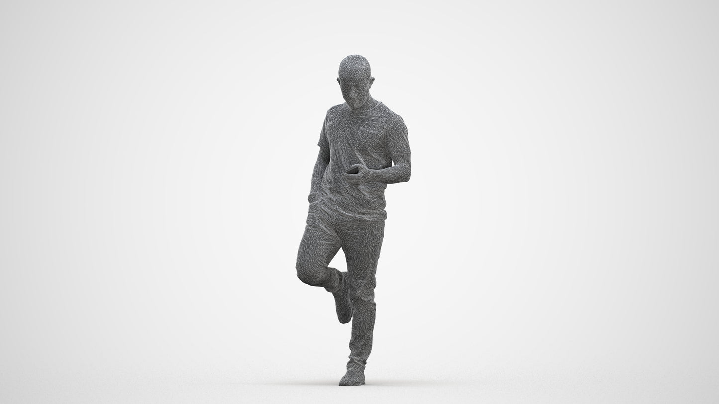 realistic 3D people man casual standing, render-ready for V-Ray and Corona, FBX OBJ, three-quarter front view render