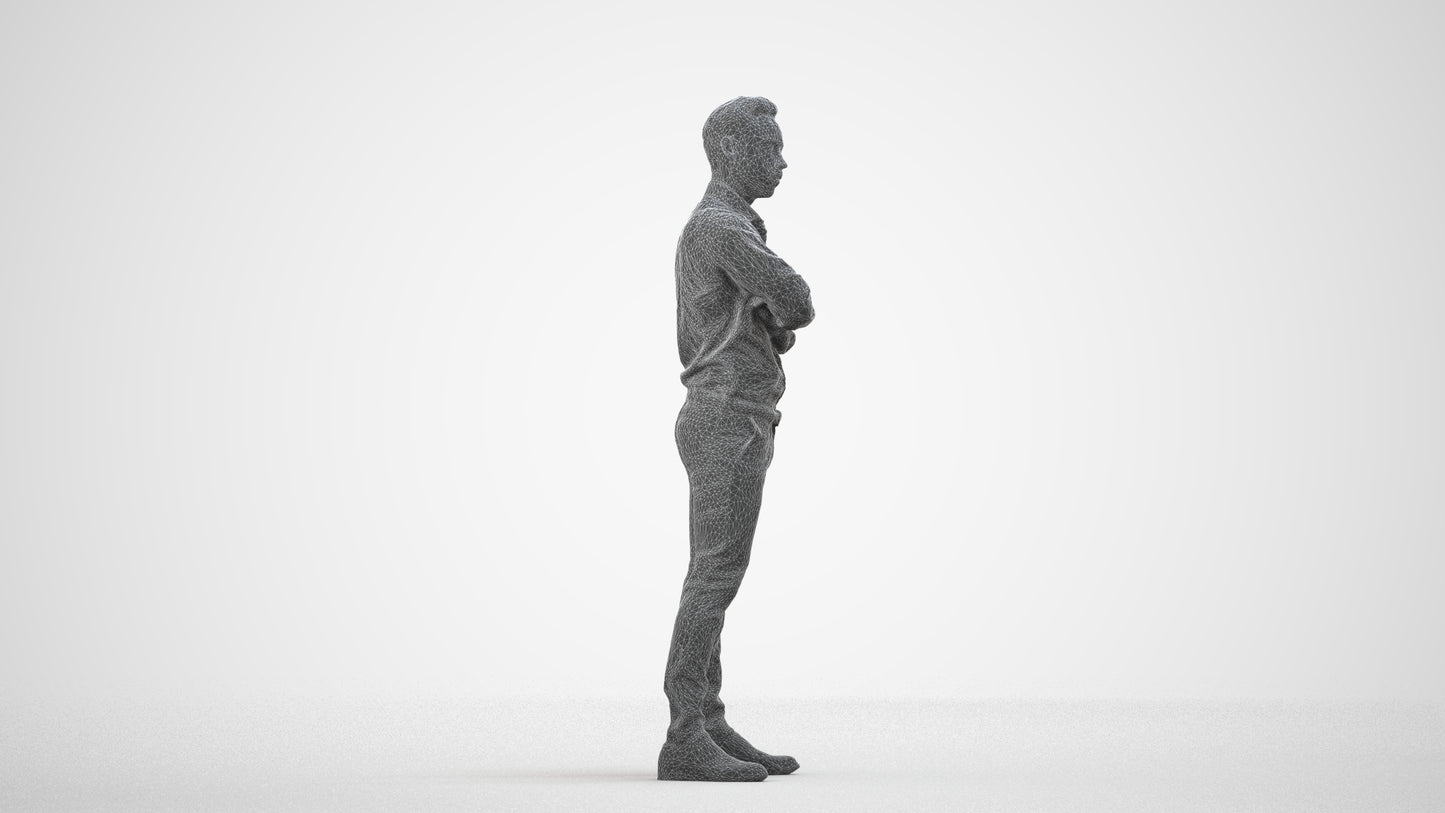 realistic 3D people man business, render-ready for V-Ray and Corona, FBX OBJ, wireframe side view