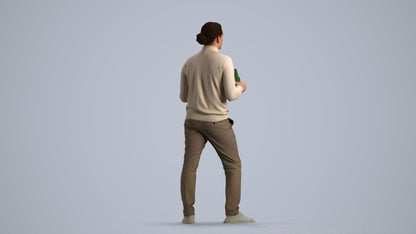 photogrammetry 3D man casual standing, realistic human model archviz FBX, front view render