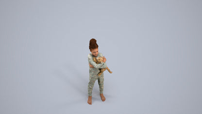 realistic 3D human girl kids, archviz people FBX OBJ for Blender, back view render