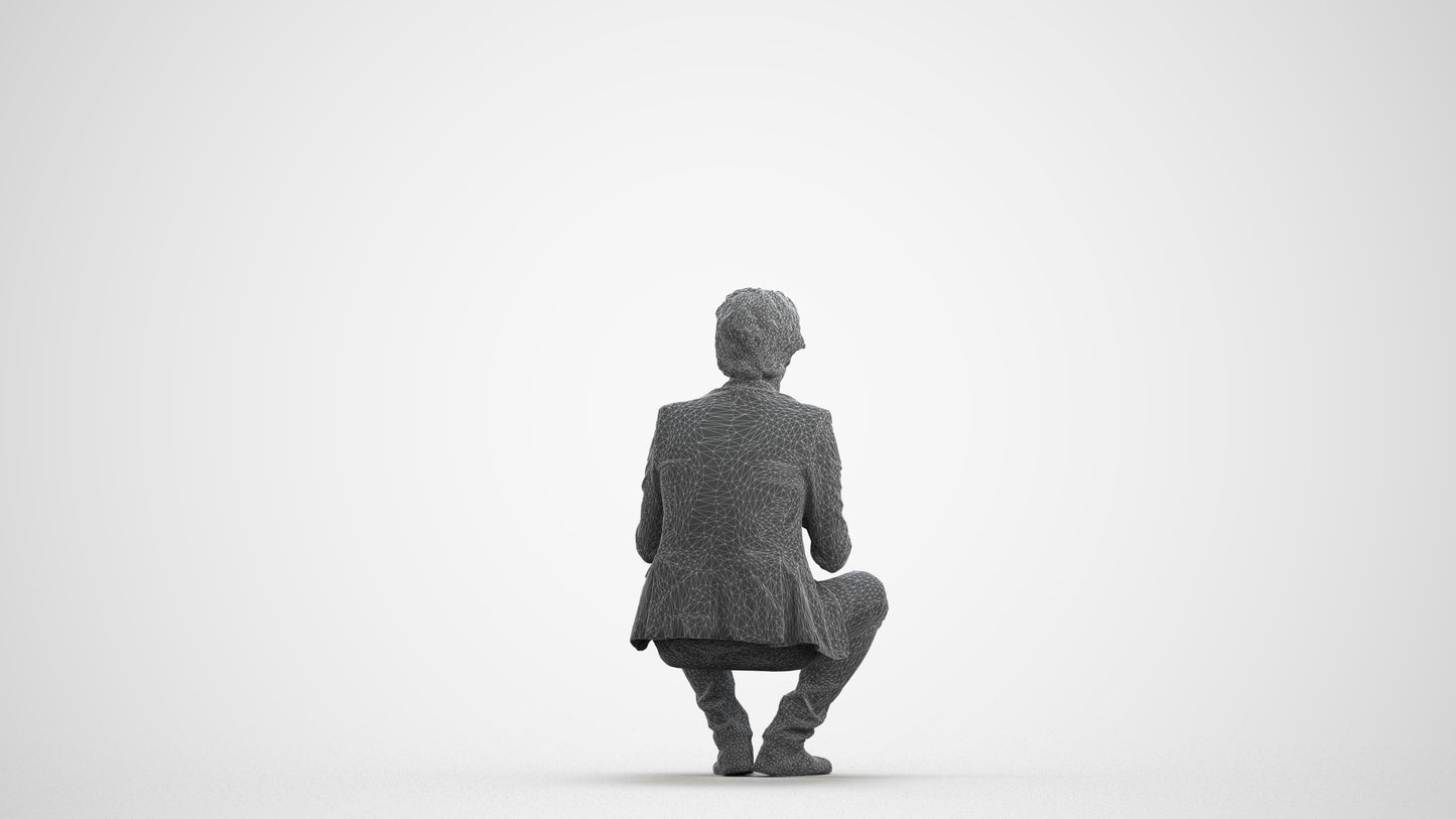 realistic 3D people man business, render-ready for V-Ray and Corona, FBX OBJ, wireframe front view