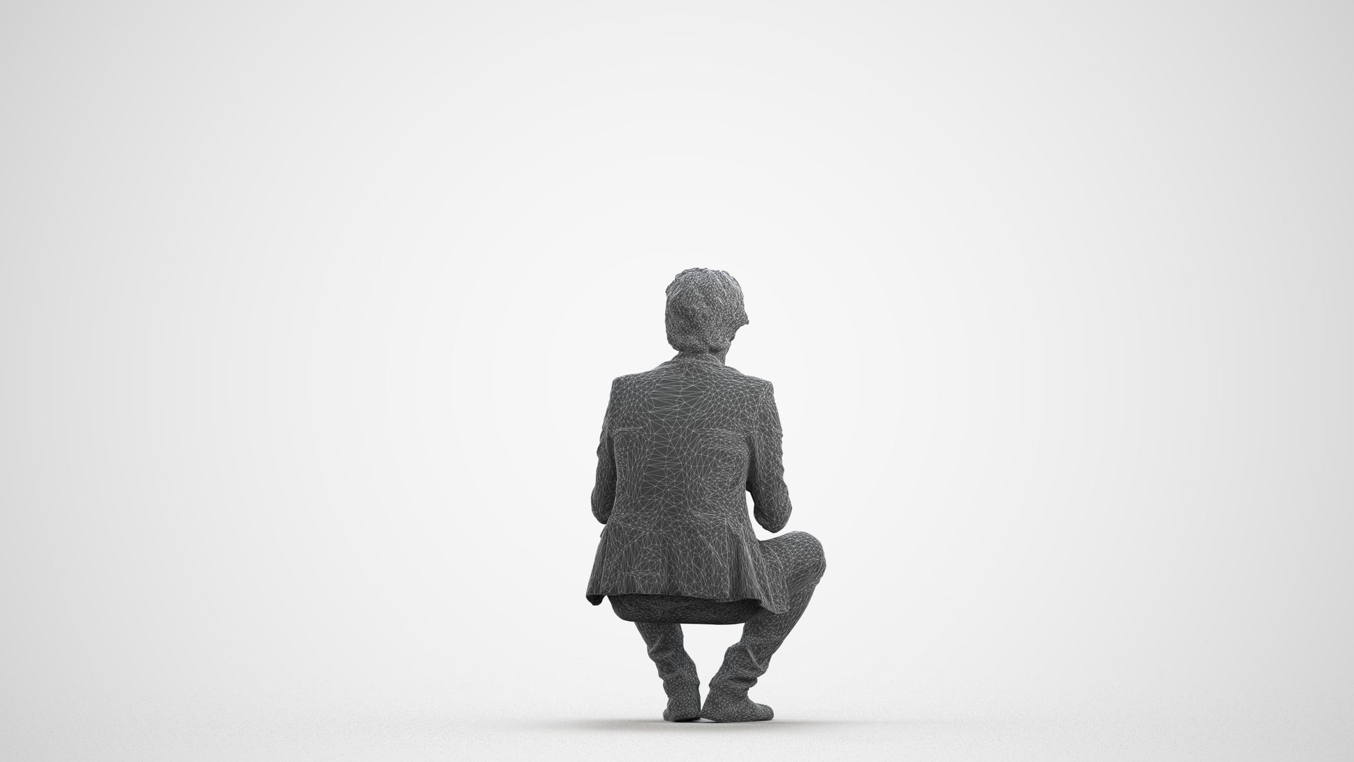 realistic 3D people man business, render-ready for V-Ray and Corona, FBX OBJ, wireframe front view