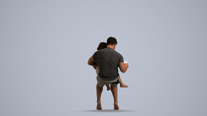 realistic 3D people woman casual kids, render-ready for V-Ray and Corona, FBX OBJ, front view render