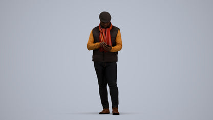 3D scanned man standing casual, photorealistic archviz people for Enscape and SketchUp, standing pose render