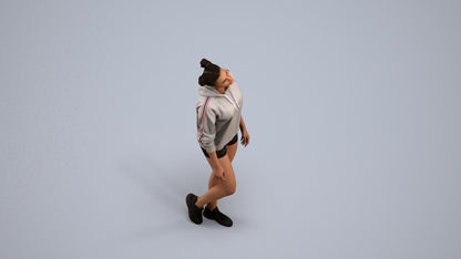 realistic 3D people woman casual walking, render-ready for V-Ray and Corona, FBX OBJ, back view render