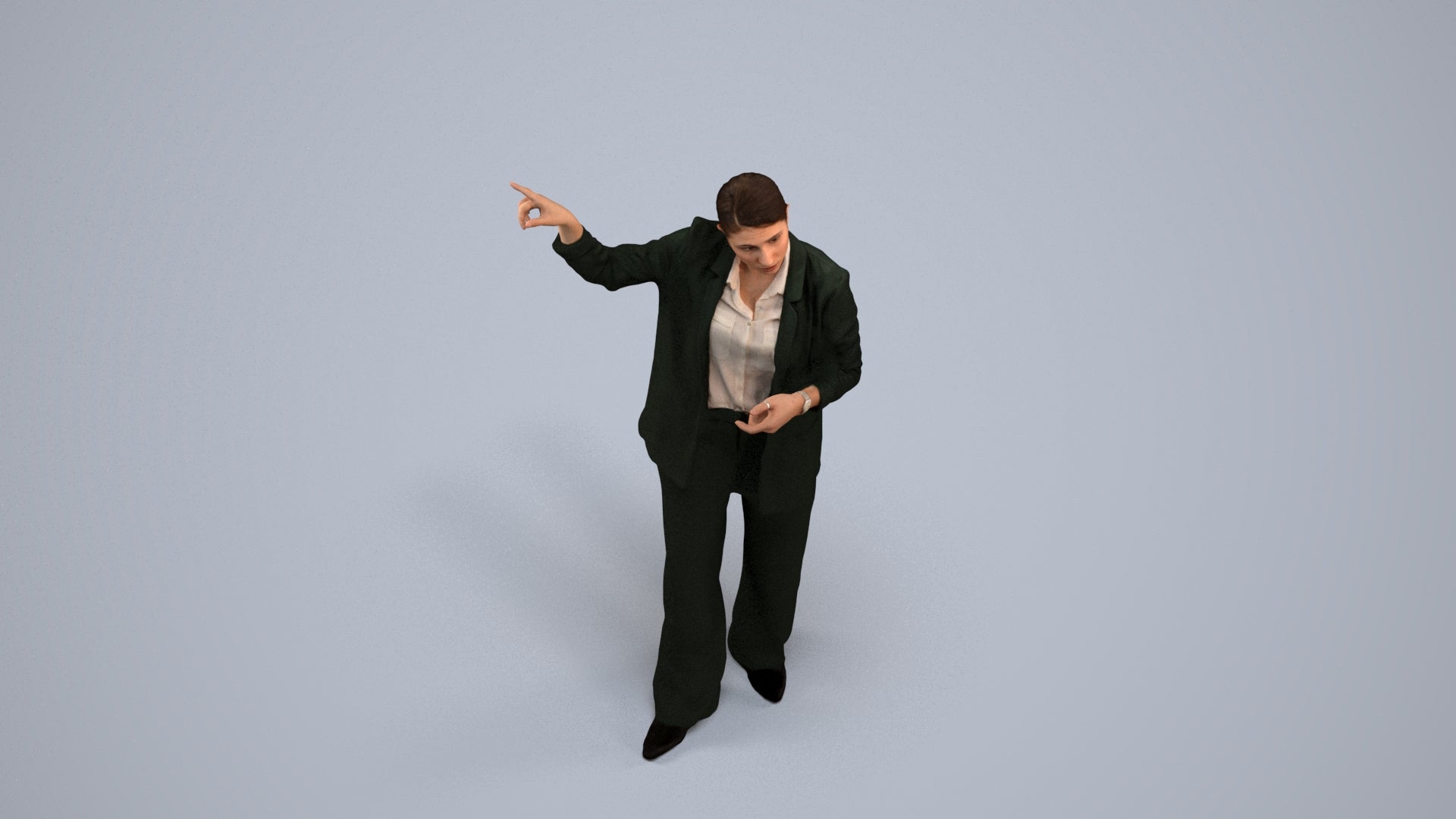 3D scanned woman business, photorealistic archviz people for Enscape and SketchUp, back view render