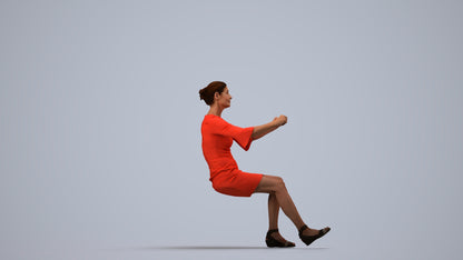 3D people model senior woman business sitting, scanned human for 3ds Max rendering, side view render