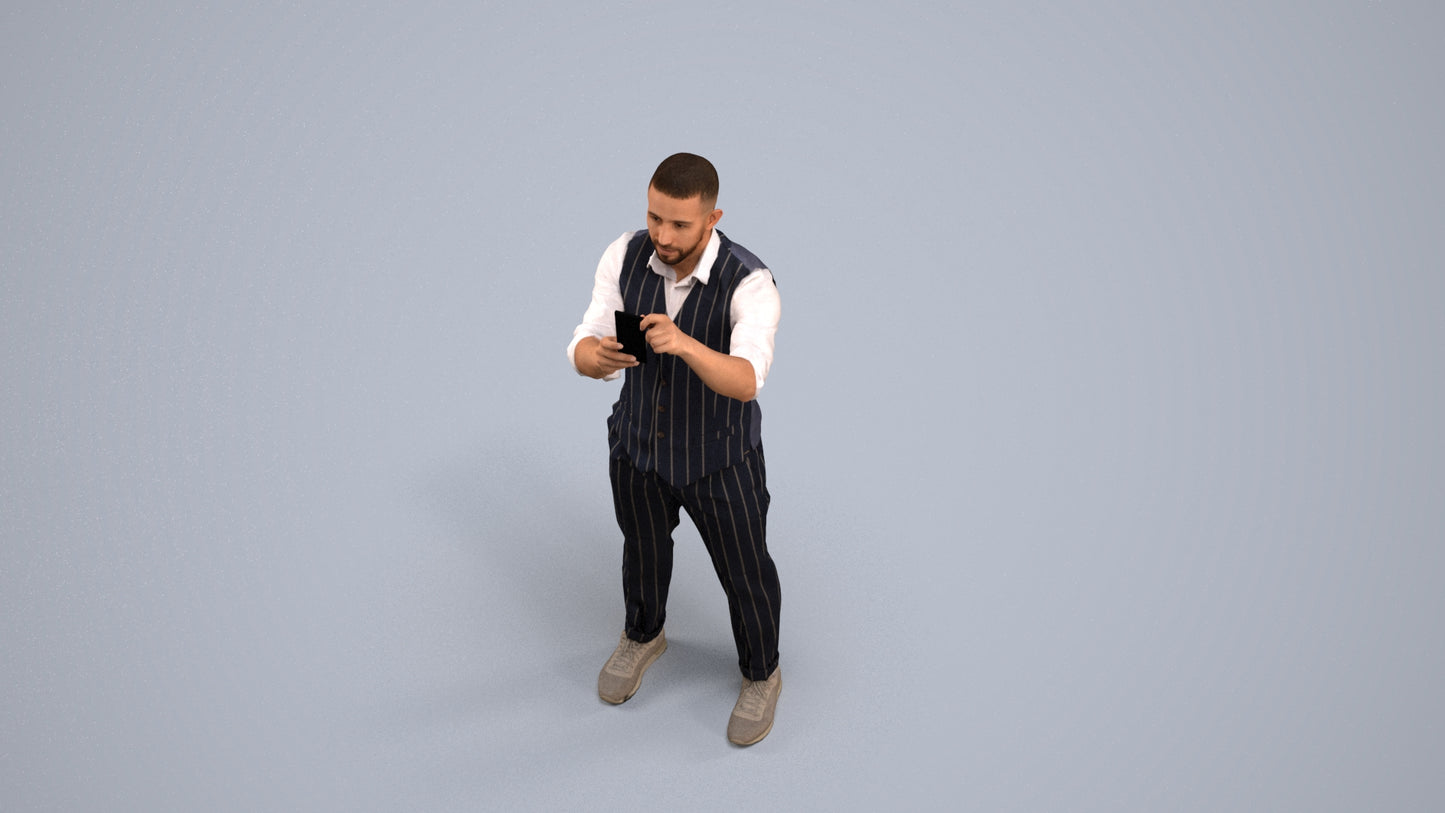 realistic 3D man business, scanned archviz people for Blender and 3ds Max, back view render