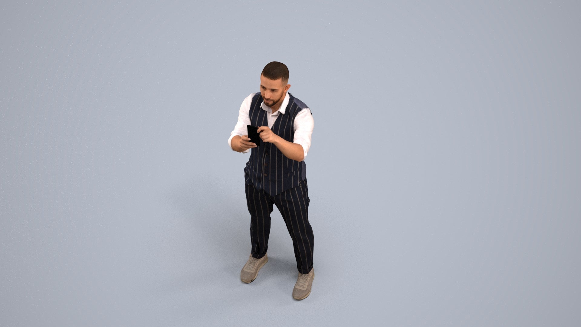 realistic 3D man business, scanned archviz people for Blender and 3ds Max, back view render